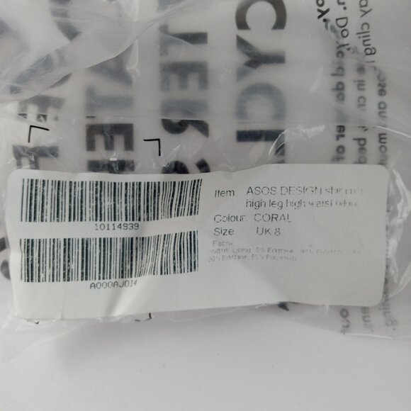 ASOS Design Women's High Leg High Waist Bikini Bottom Size 4 Coral Shimmer Swim - Picture 9 of 9